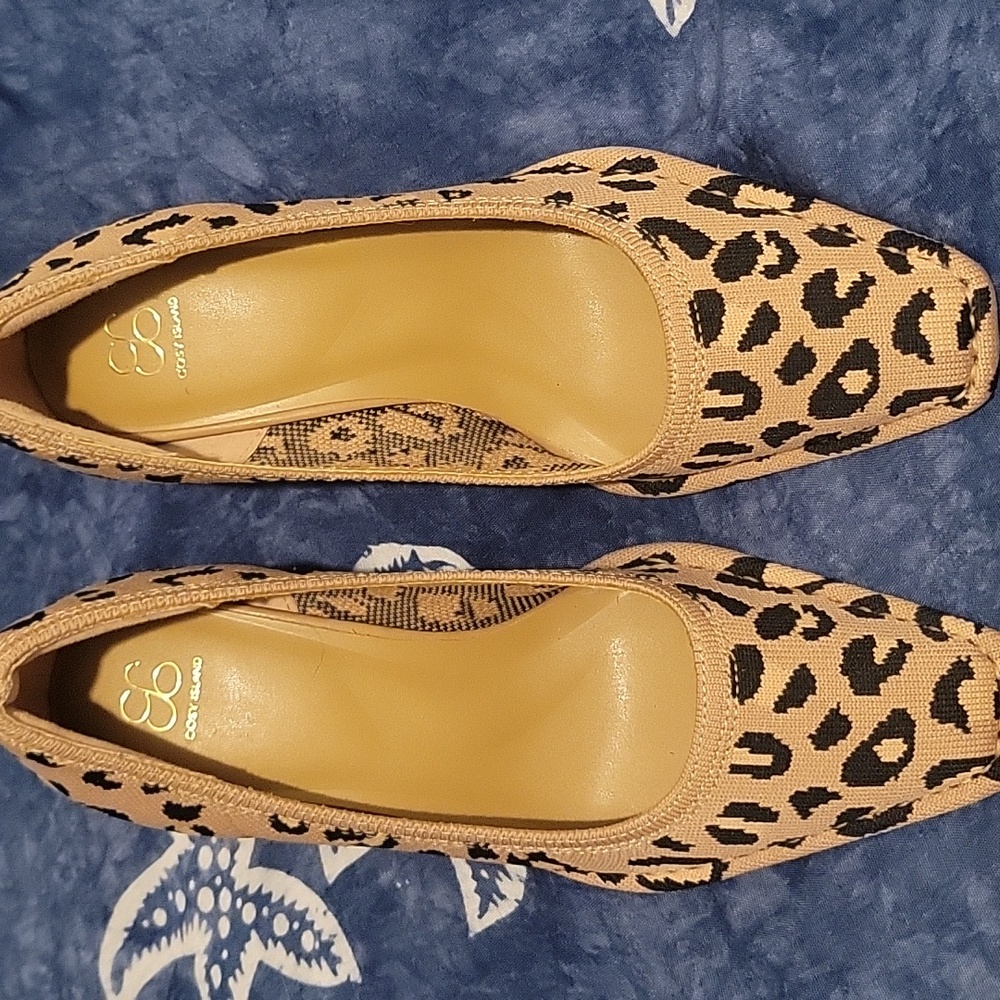 Cosy Island Minimalist Mesh Leopard Print Stiletto Heeled Pumps Size 6